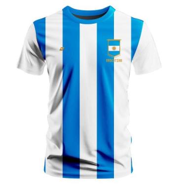 Imagem de Camiseta Futebol Argentina Dry Fit Masculina Azul Branca Treino e Jogo