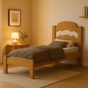 Imagem de cama de solteiro iris para quarto reforçada mdf varias cores moderna -