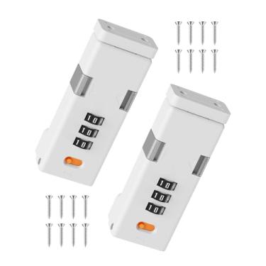 Imagem de MeBantoo Fechadura de combinação de porta de celeiro de 90 graus, fechadura de segurança doméstica sem chave com senha de 3 dígitos para armário de cozinha, gaveta, armário, portas deslizantes de