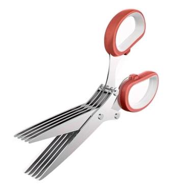 Imagem de Tesoura Para Picar Cortar Ervas Temperos e Legumes 5 Lâminas