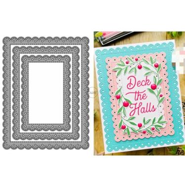 Imagem de DzIxY Placa de fundo de renda de bolinhas, matrizes de corte de metal para kit de confecção de cartões, conjunto de recortes de papel, estêncil, suprimentos, modelos de máquina