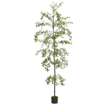 Imagem de Shady Lady Faux Tree 2,1 m para decoração de casa (oliveira preta) 213 cm realistas plantas em vaso falsas com musgo Bucida Buceras 2,1 m árvores altas artificiais com tronco de madeira natural