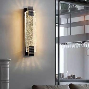 Imagem de Luminária de parede moderna e luxuosa em cristal com LED, ideal para sala de estar, quarto, cabeceira, casa de campo, hotel, escritório, escada e corredor (Estilo 6 A D10H60CM)