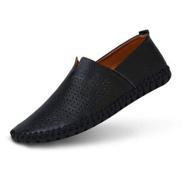 Imagem de Sapatos de mocassim mitvr masculinos de couro genuíno Slip On Soft