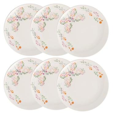 Imagem de Jogo 6 Pratos Rasos Oxford Jardim Secreto 26 cm Cerâmica Decorada