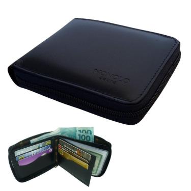 Imagem de Carteira Masculina Couro Legítimo Grande Ziper externo Completa grande executiva porta documentos-Masculino