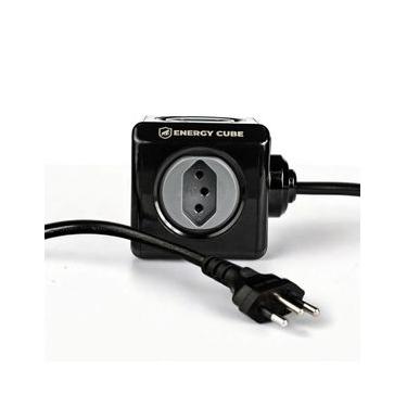 Imagem de Carregador Adaptador Bivolt Energy Cube - Preto - Entrada USB-A + Tipo C + 4 Tomadas com Cabo 1,5M