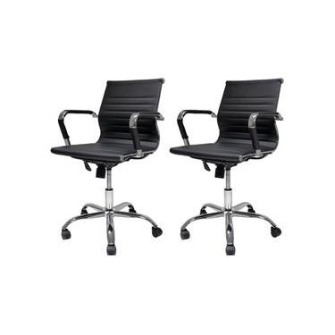 Imagem de Kit 2 Cadeiras De Escritório Simples Home Office Diretor Secretária Charles Eames Eiffel Pretas