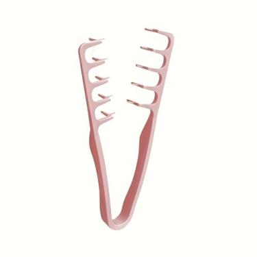 Imagem de Pente de cabelo volumoso de dentes largos design dobrável de viagem conjunto de dupla finalidade com dentes finos textura fofa masculina, plástico abdominal com aderência texturizada - rosa 1 peça