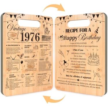 Imagem de Deorfuy Presentes de aniversário de 50 anos para mulheres, presente de 50 anos, vintage, 1976, tábua de corte dupla face, receita para uma tábua de corte de feliz aniversário para ela