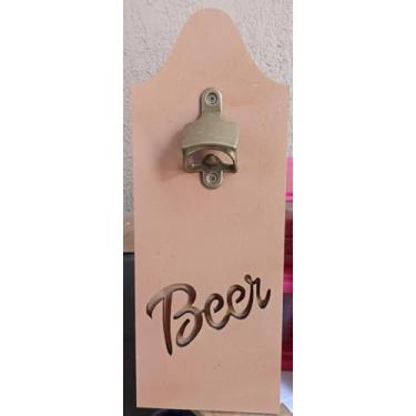 Imagem de Abridor de Garrafas Artesanal em Madeira MDF, Montado na Parede, Estilo Beer (marrom)