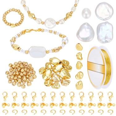 Imagem de PH PandaHall Kit de fabricação de pulseiras de contas, kit de descobertas de contas douradas, kit de fabricação de joias de pérolas para artesanato faça você mesmo, empilhável, pulseira da amizade