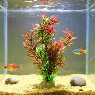 Imagem de Planta Artificial Aquario Enfeite e Decoração Vermelho+Verde 23cm CU03
