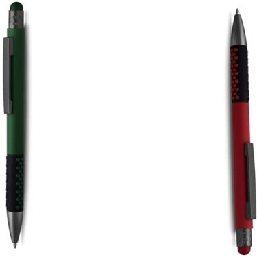 Imagem de Caneta Esferográfica Retrátil com Grip, Escrita Azul, Plástico, Kit com 1 e 2 Unidades (Verde e Vermelho;)