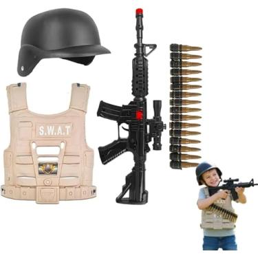 Imagem de Kit Policial Swat Infantil Completo – Colete + Rifle + 6 Acessórios – Brinquedo de Faz de Conta com Design Realista, Ideal para Estimular Imaginação e Coordenação Motora