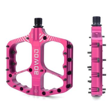 Imagem de Pedais de bicicleta de montanha MTB plataforma plana pedais de bicicleta liga de alumínio antiderrapante 9/40.6 cm pedais de bicicleta de metal com 3 rolamentos para estrada, rosa