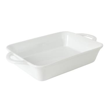 Imagem de Gibson Home Gracious Dining – Assadeira de grés branco de 2,5 litros com alças – Caçarola e assadeira retangular segura para forno de 35 x 21 cm