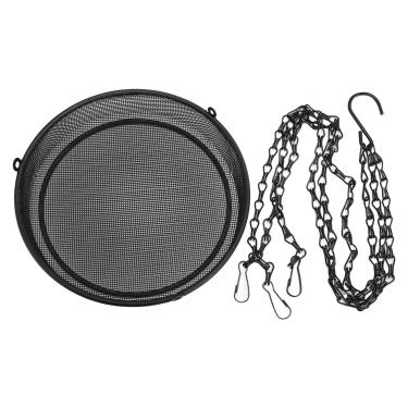 Imagem de Aramox Bandeja de Alimentação de Pássaros Suspensa de Grande Capacidade, Bandeja de Alimentação de Malha de Metal Com Revestimento Em pó Resistente Com Ganchos e Correntes Ajustáveis