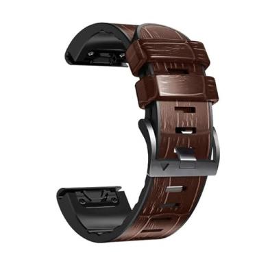 Imagem de TIOYW 22 Pulseira de 26 mm para Garmin Fenix 7 7X 6 6X Pro 5X 5 945 Descent Mk2 Pulseiras de Relógio Inteligente Silicone+Couro Pulseira de Relógio de Liberação Rápida (Cor: N, Tamanho: 22mm Para