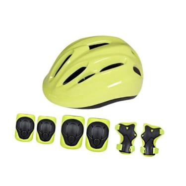 Imagem de UGPLM Conjunto de capacetes de bicicleta infantil de 48 cm a 52 cm, equipamento com joelheiras, cotoveleiras e protetores de pulso para skate, patins e, Verde