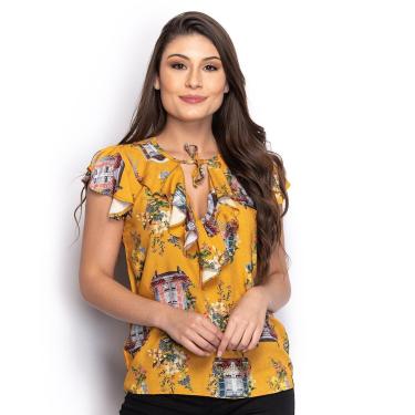 Imagem de Blusa Feminina Estampada Babados Decote V Floral-Feminino