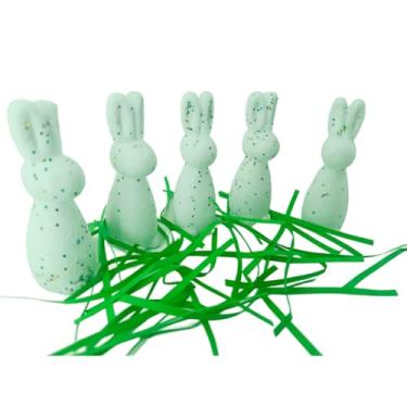 Imagem de Kit 5 Coelhinhos Brancos de Isopor Com Lantejoulas