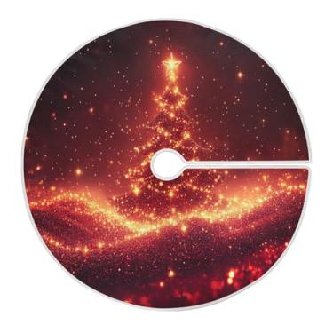 Imagem de Blueangle Saia de poliéster macio para árvore de Natal com estrelas brilhantes de 90 cm para decoração de árvore de Natal (497)