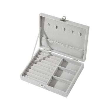 Imagem de LCSVCCXA Caixa de Veludo Fácil de Transportar para Guardar Anéis, Pulseiras, Colares E Brincos. Organizador de Joias, Cinza