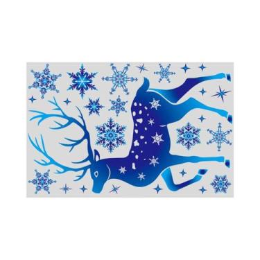 Imagem de Adesivos Decorativos De Natal Em Forma De Floco De Neve Azul E Cervo P