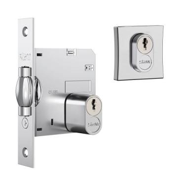 Imagem de Fechadura Stam 1005 TR Com Roseta Quadrada Cromado Brilhante