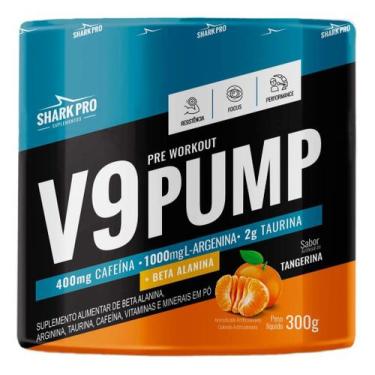 Imagem de V9 Pump Pré Treino Shark Pro Com Beta Alanina 300g, Tangerina