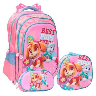 Imagem de Kit Mochila Infantil Menina Rodinha Lancheira Térmica Rosa - Plike