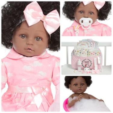 Imagem de Bebê Reborn Boneca Recém Nascida Negra Princesa 46cm Enxoval - Cegonha