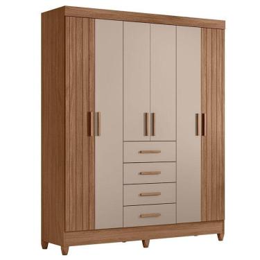 Imagem de Guarda Roupa Solteiro Aruba 6 Portas Carvalho Fendi - Moval