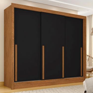 Imagem de Guarda Roupa Casal 3 Portas De Correr 1,80m Isabela Cinamomo/pto - M.a