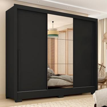 Imagem de Guarda Roupa Casal 3 Portas Correr 1,80m Isabela Prime Preto Fos - M.a