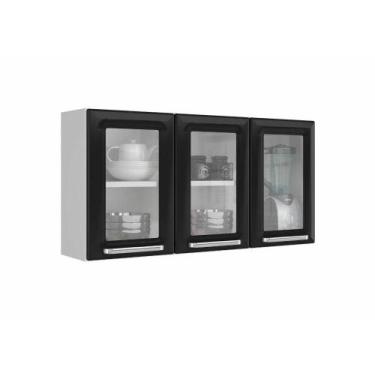 Imagem de Armario Aéreo c/Vidro Cozinhas Itatiaia Luce - 3 Portas - Preto