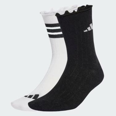 Imagem de Kit Meia Adidas Glow 2 Pares Branca e Preta, M