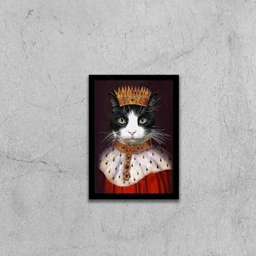 Imagem de Quadro Meu Gato Rei 33X24Cm - Com Vidro Moldura Preta