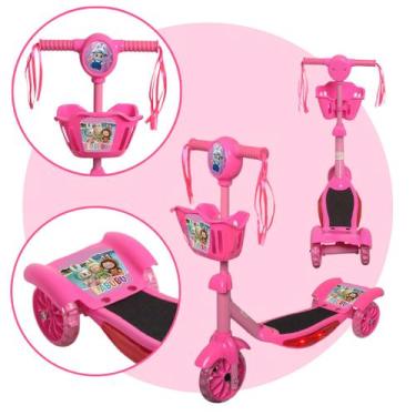 Imagem de Patinete Criança Rosa Dobrável 3 Rodinhas Música e Led - Toys 2U