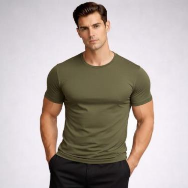 Imagem de Camiseta Básica Algodão Masculina Confortável Casual Academia e Dia a 