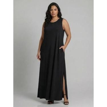 Imagem de Vestido Longo Aveloz Viscolycra Soltinho Plus Size com Bolso-Feminino
