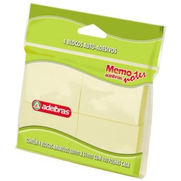 Imagem de Bloco de Recado Autoadesivo Memonote Amarelo 38X50 100FLS. - Adelbras