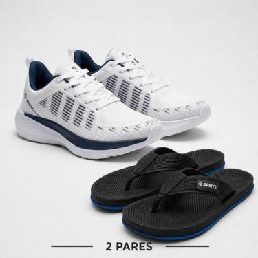 Imagem de Kit Tênis Masculino Chinelo Masculino Confortável Esportivo Promoção -
