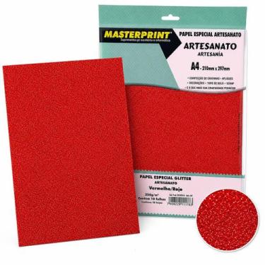 Imagem de Papel Glitter A4 250g 10 Folhas para Artesanato Papelaria Criativa Top
