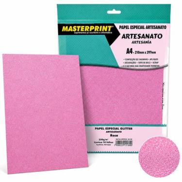 Imagem de Papel Glitter A4 250g 10 Folhas para Artesanato Papelaria Criativa Top