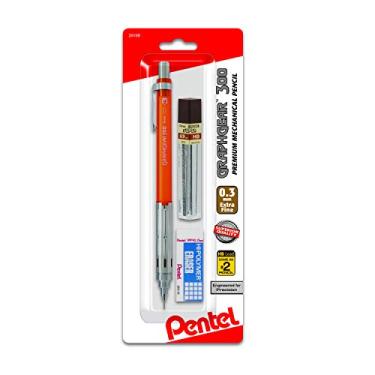 Imagem de Pentel Lapiseira Arts GraphGear 300, linha extra fina, tubo laranja, com borracha pequena + 1 tubo de chumbo