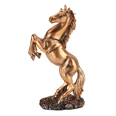 Imagem de escultura de cavalo em resina ornamento de decoração de mesa para casa adereços de fotografia estilo europeu branco/cobre(copper), Ornamento de mesa,