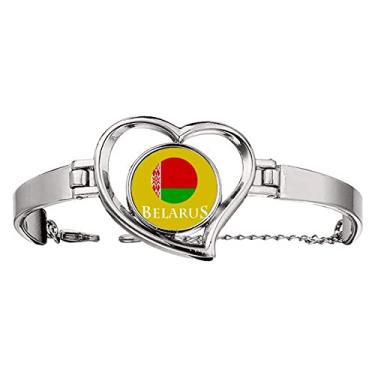 Imagem de N/A N/A Bracelete com bandeira de Minsk da Europa Oriental da Bielorrússia joia coração pulseira de arame, medium, metal