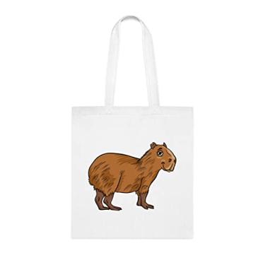 Imagem de Capybara Bolsa com ilustração de desenho animado animal, presente para amantes de capivara, bolsa de ombro capivara, bolsas reutilizáveis para capivara, ideia de presente de cesta